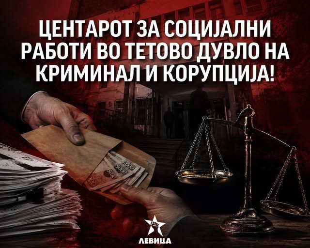 Криминалното дувло во Центарот за социјални работи во Тетово се шири — пензија добил и роднина на вработен! Левица Криминалното дувло во Центарот за социјални работи во Тетово се шири — пензија добил и роднина на вработен! Левица